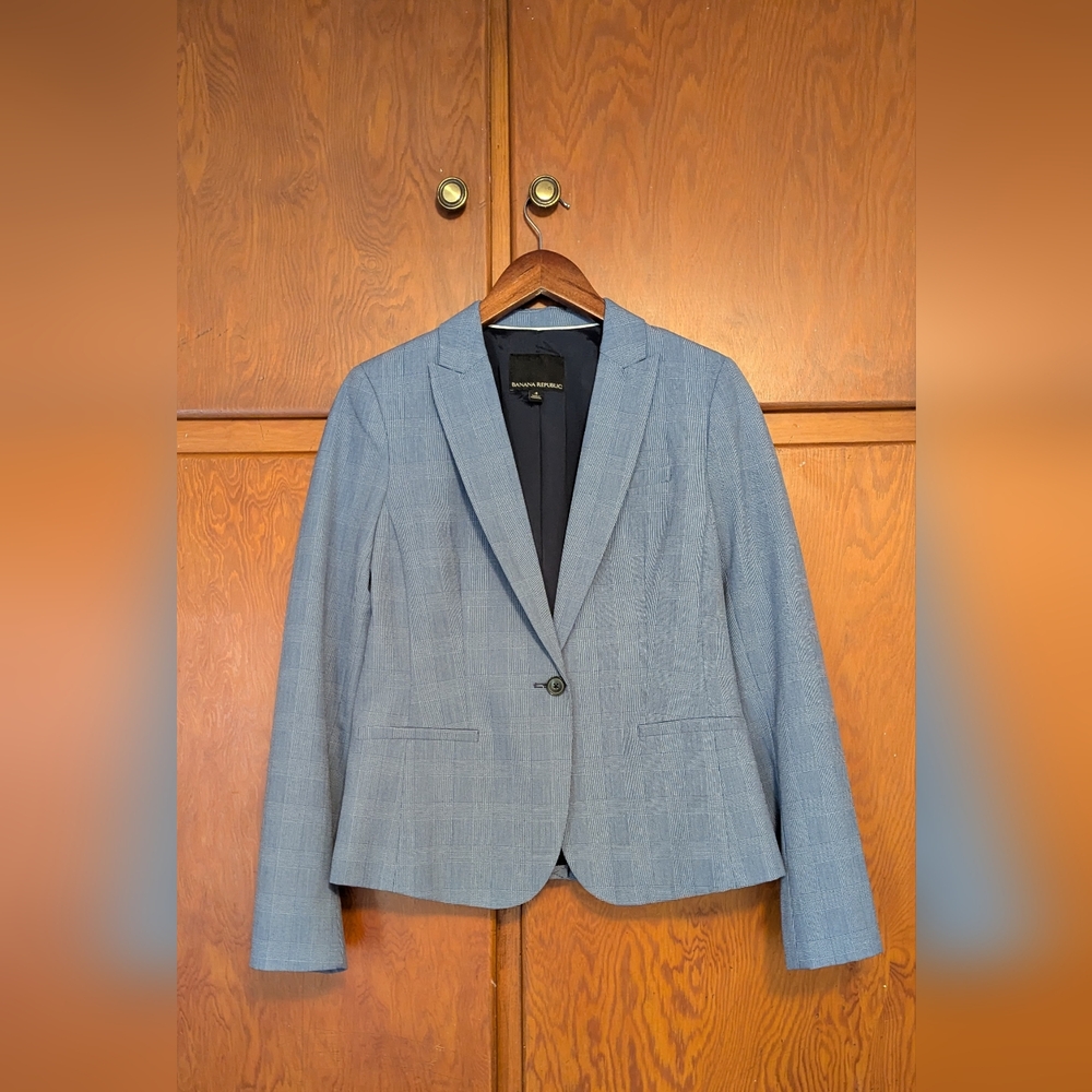Banana Republic Light Blue Plaid Blazer